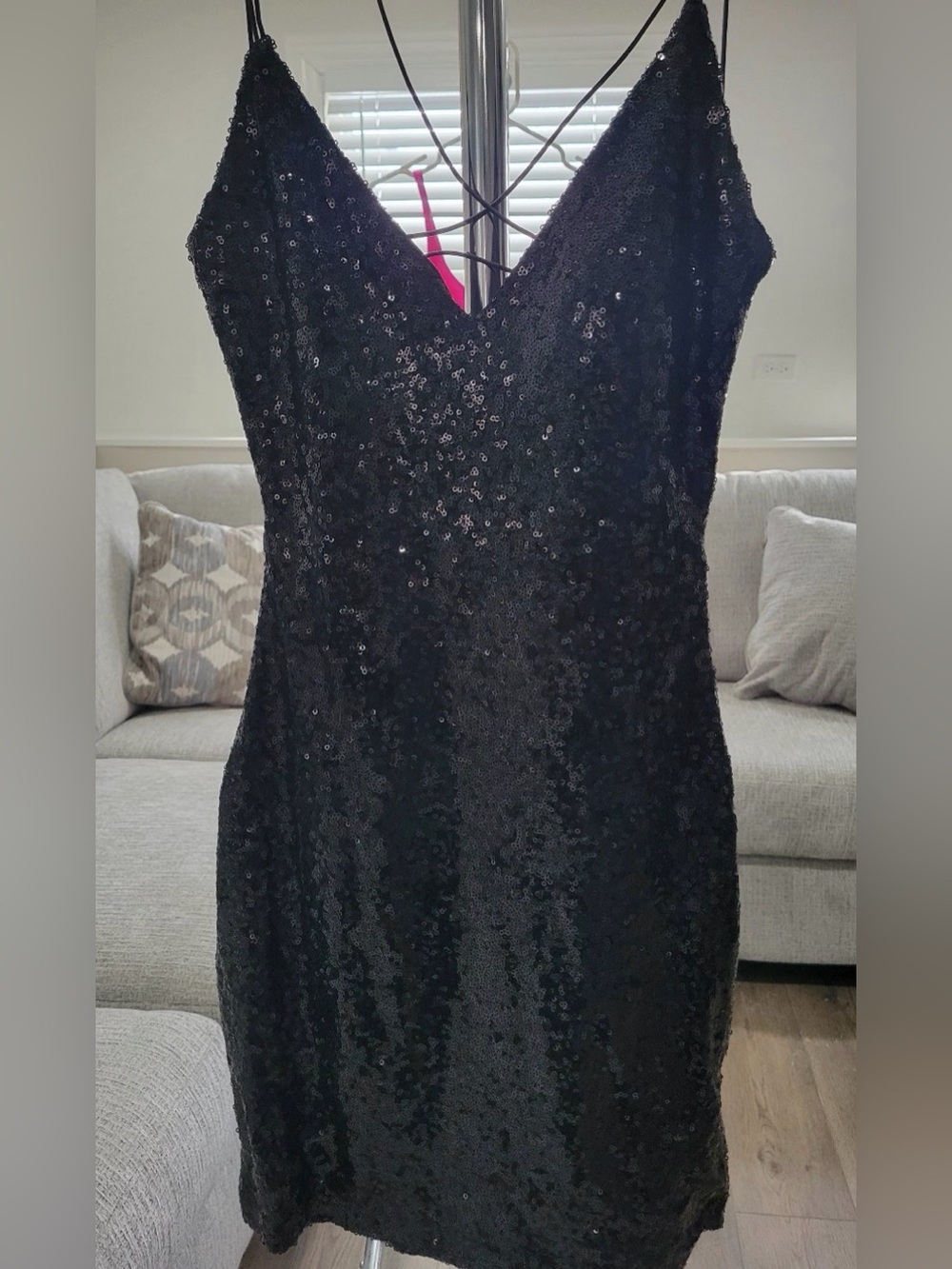 B Darlin Black Sequin V-Neck Mini Dress